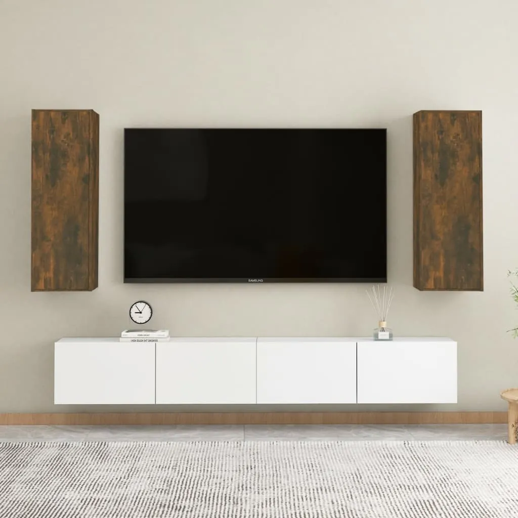 vidaXL Mobili TV 2 pz Rovere Fumo 30,5x30x90cm in Legno Ingegnerizzato