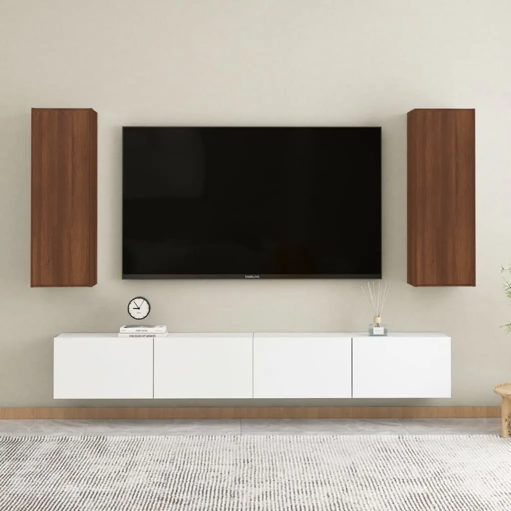 vidaXL Mobili TV 2 pz Rovere Marrone 30,5x30x90cm in Legno Multistrato