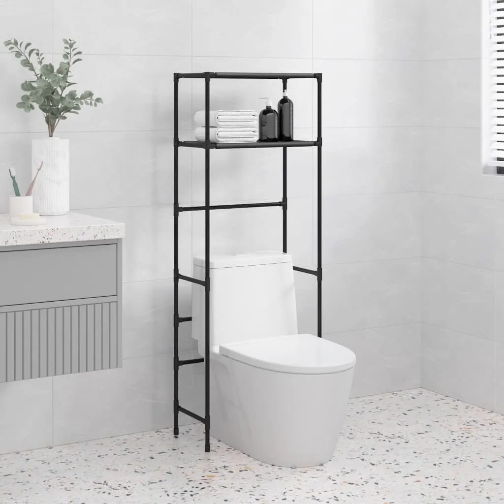 vidaXL Rastrelliera per Bagno a 2 Livelli Nera 53,5x28x143 cm Ferro