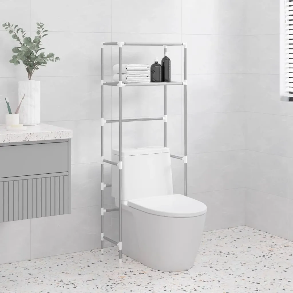 vidaXL Rastrelliera per Bagno a 2 Livelli Grigia 53,5x28x143 cm Ferro