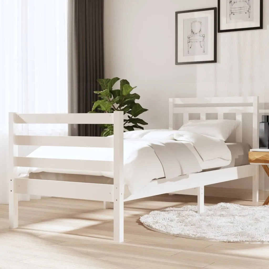 vidaXL Giroletto Bianco 75x190 cm Small Single in Legno Massello