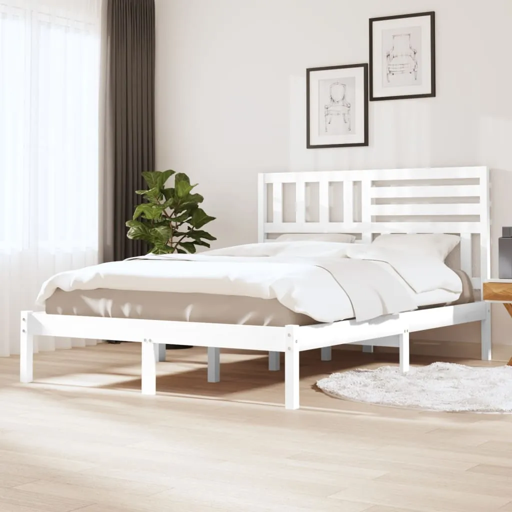 vidaXL Giroletto Bianco 135x190 cm Double in Legno Massello di Pino