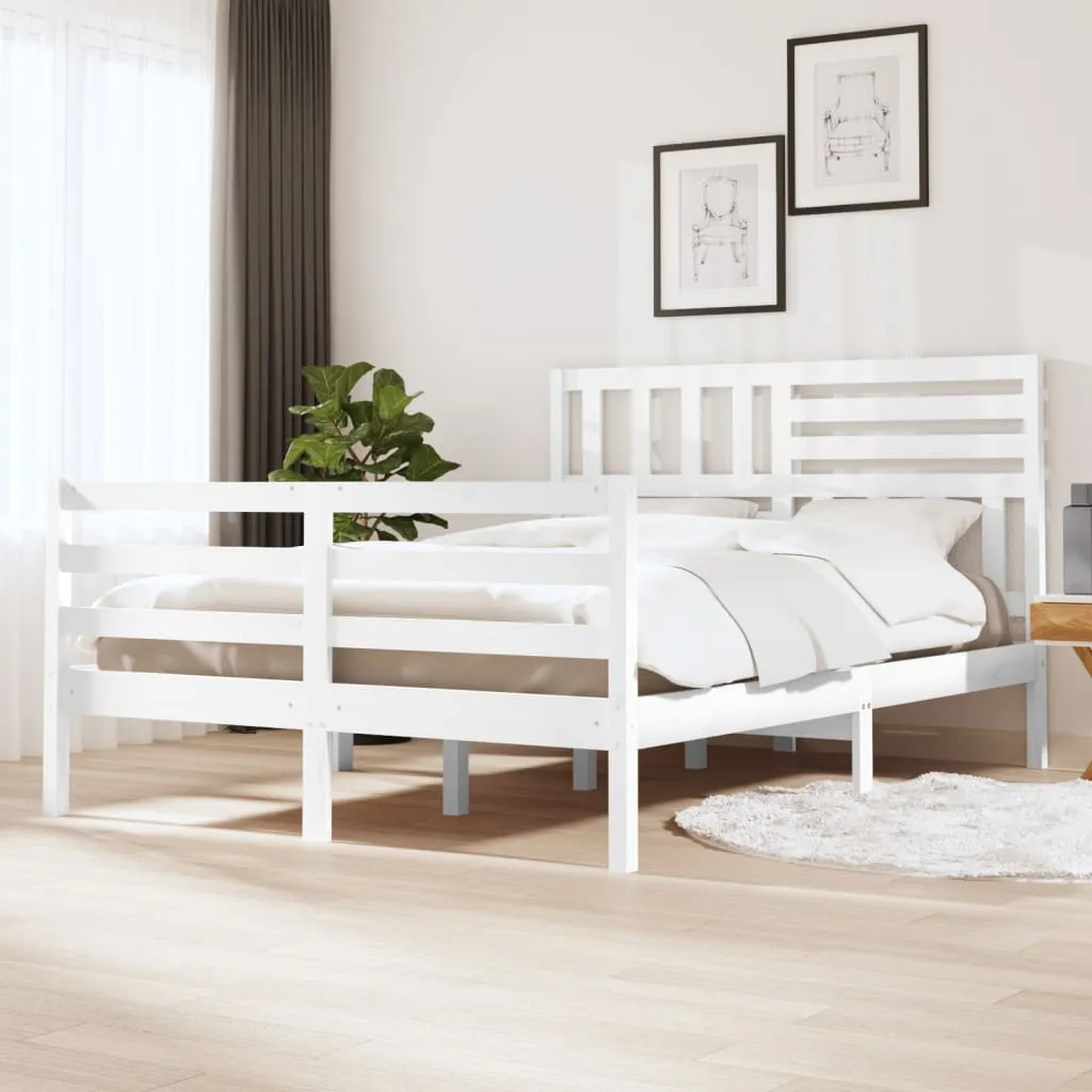 vidaXL Giroletto Bianco in Legno Massello 140x190 cm