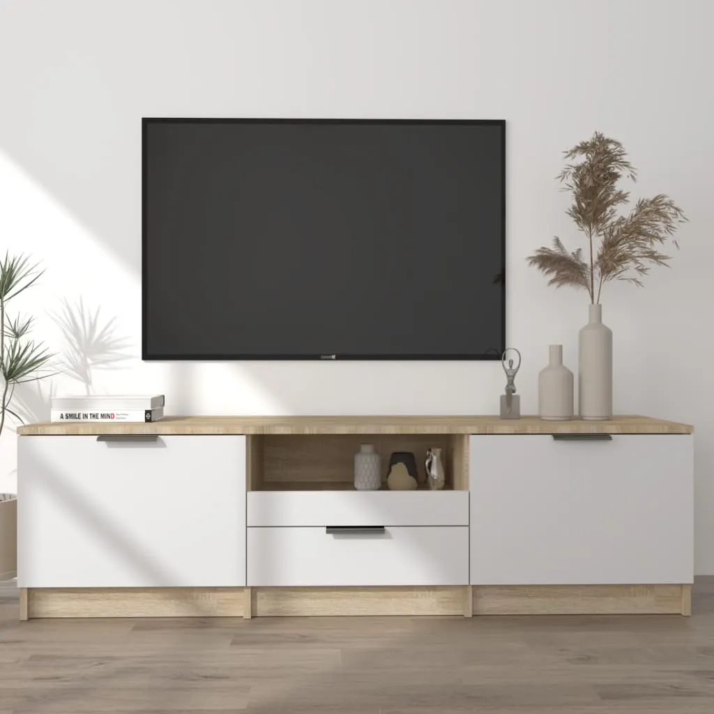 vidaXL Mobile TV Bianco Rovere Sonoma 140x35x40cm Legno Multistrato