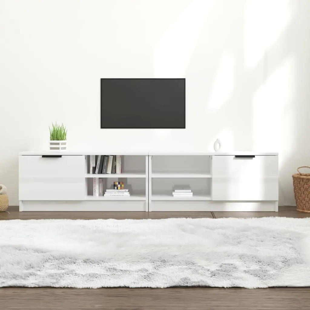 vidaXL Mobili Porta TV 2pz Bianco Lucido 80x35x45 cm Legno Multistrato