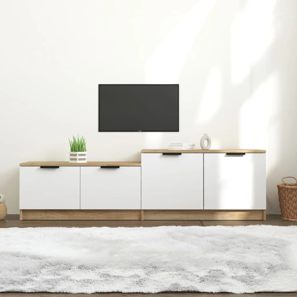 vidaXL Mobile TV Bianco Rovere Sonoma 158,5x36x45 cm Legno Multistrato