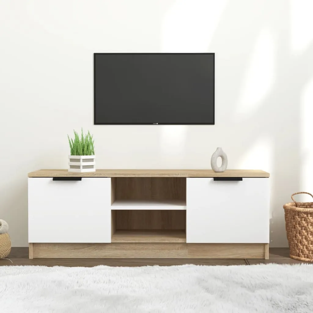 vidaXL Mobile TV Bianco Rovere Sonoma 102x35x36,5 cm Legno Multistrato