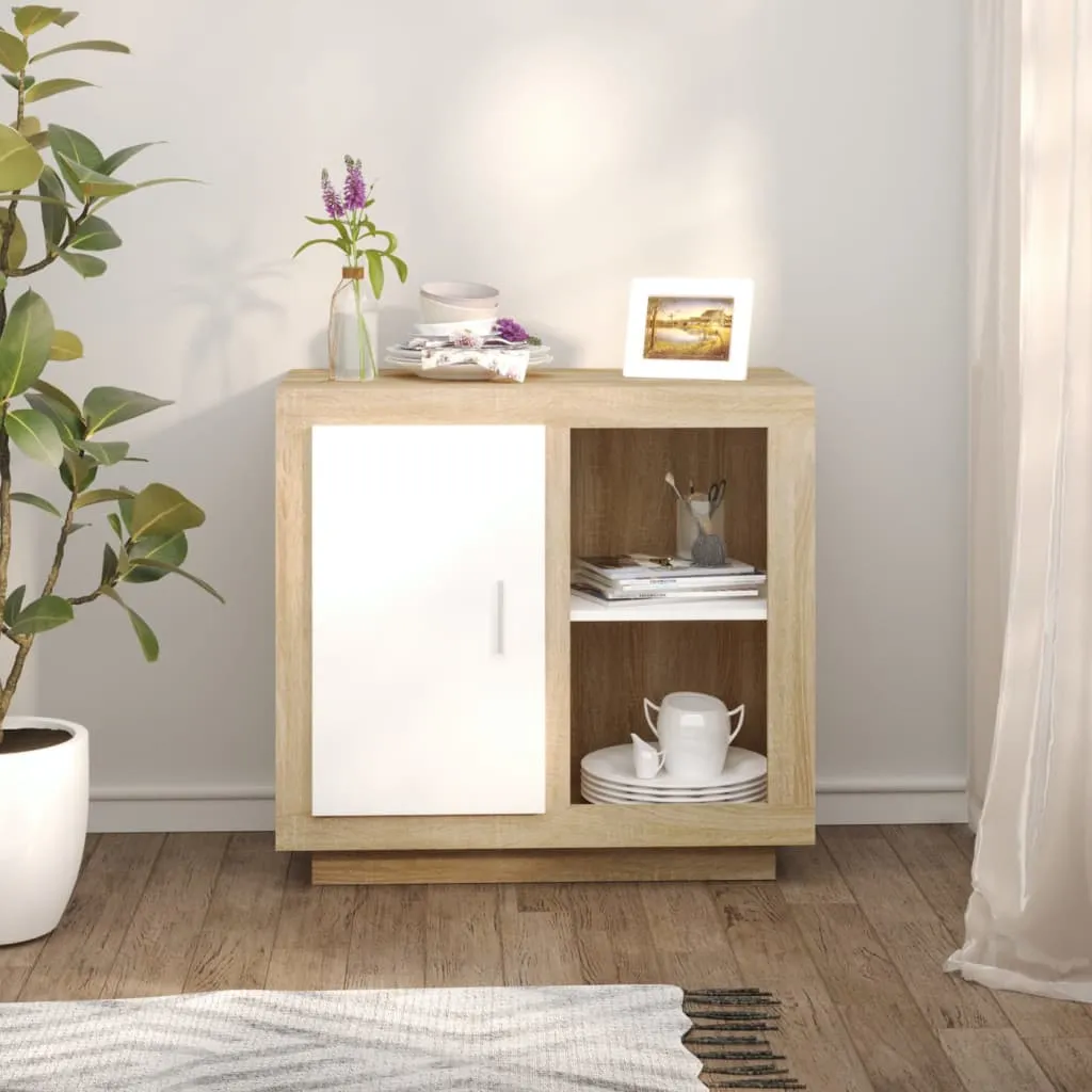 vidaXL Credenza Bianca e Rovere Sonoma 80x40x75 cm