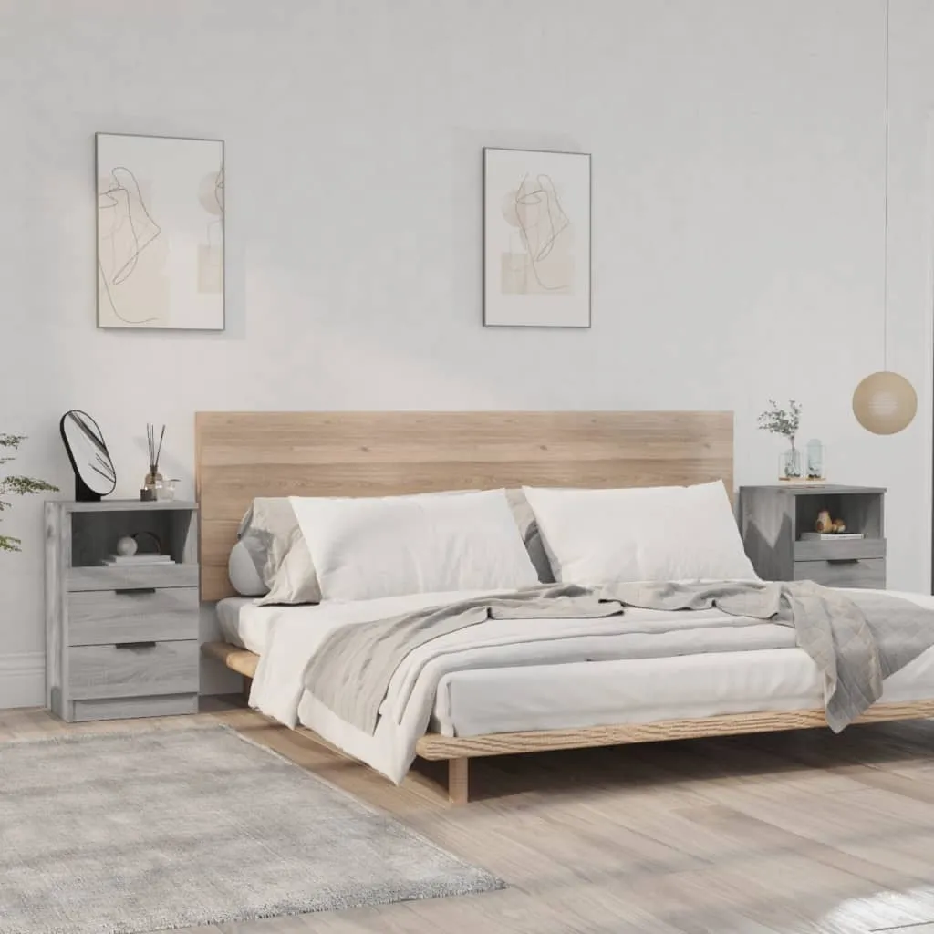 vidaXL Comodini 2 pz Grigio Sonoma in Legno Multistrato