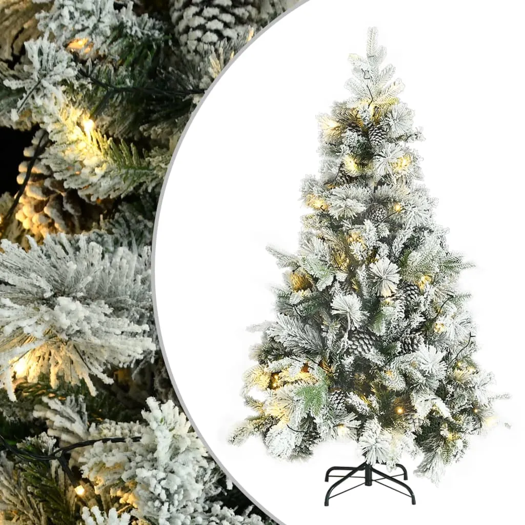 vidaXL Albero di Natale Innevato Preilluminato Pigne 120cm in PVC e PE