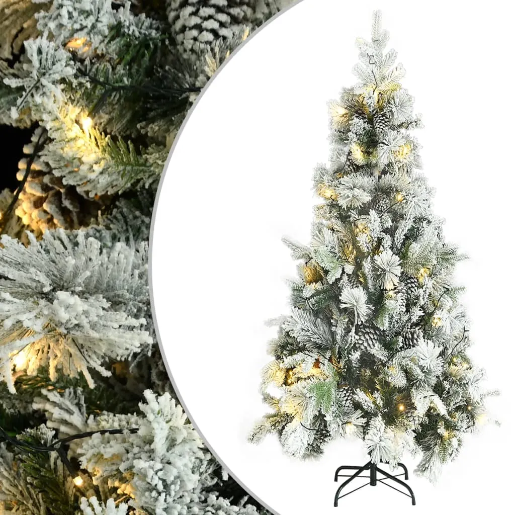 vidaXL Albero di Natale Innevato Preilluminato Pigne 225cm in PVC e PE