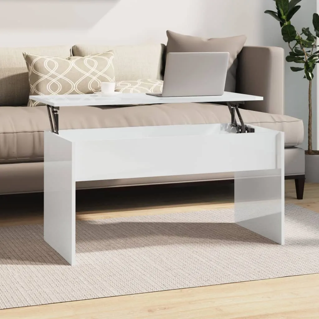 vidaXL Tavolino Bianco Lucido 102x50,5x52,5 cm in Legno Multistrato