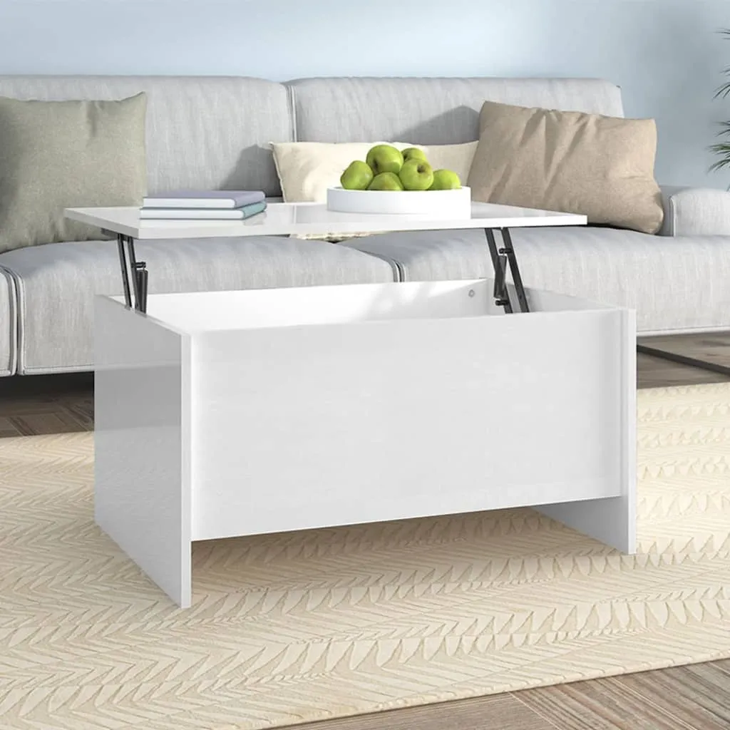 vidaXL Tavolino Salotto Bianco Lucido 80x55,5x41,5cm Legno Multistrato