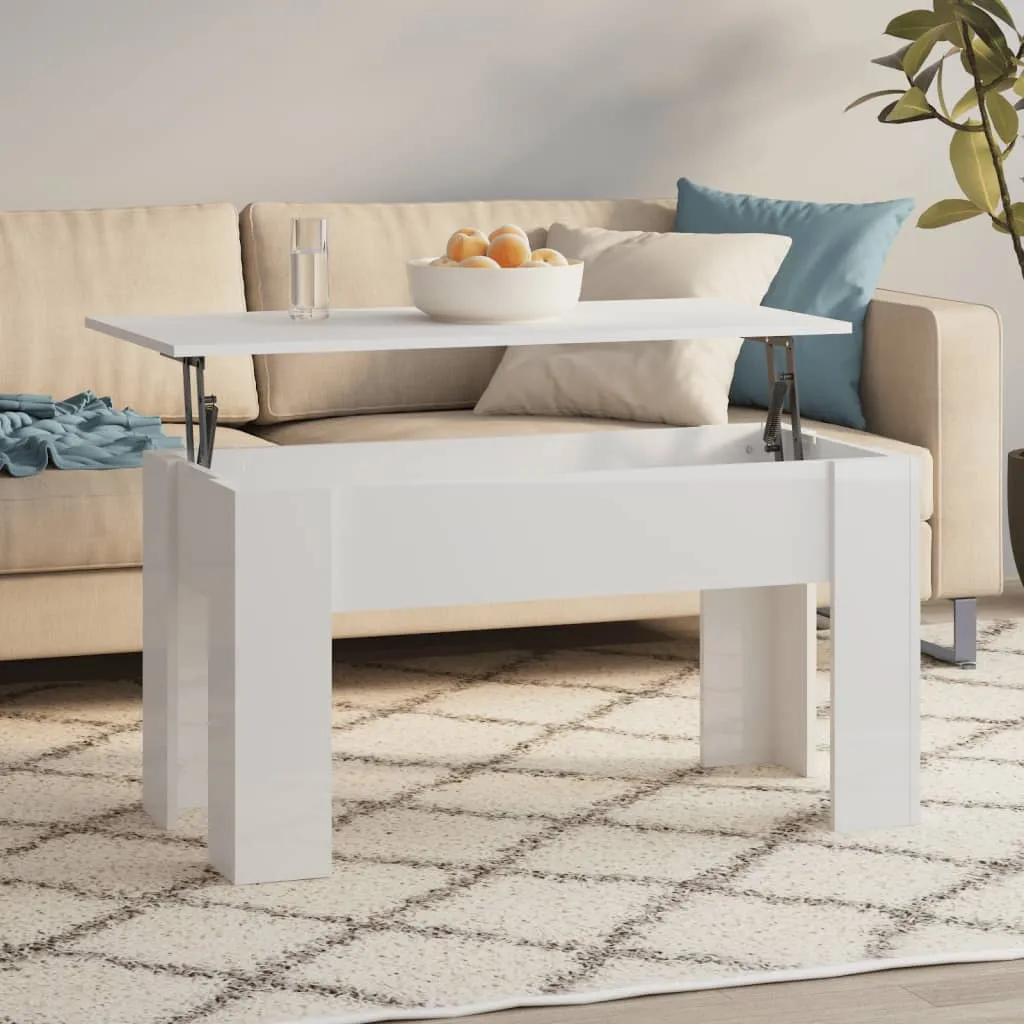 vidaXL Tavolino da Salotto Bianco Lucido 101x49x52 cm Legno Compensato