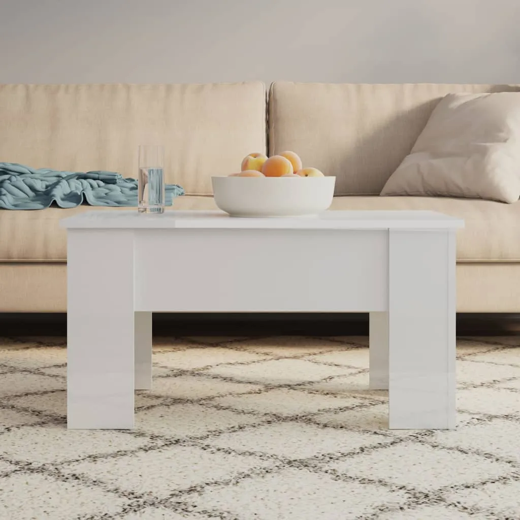 vidaXL Tavolino da Salotto Bianco Lucido 79x49x41 cm Legno Compensato