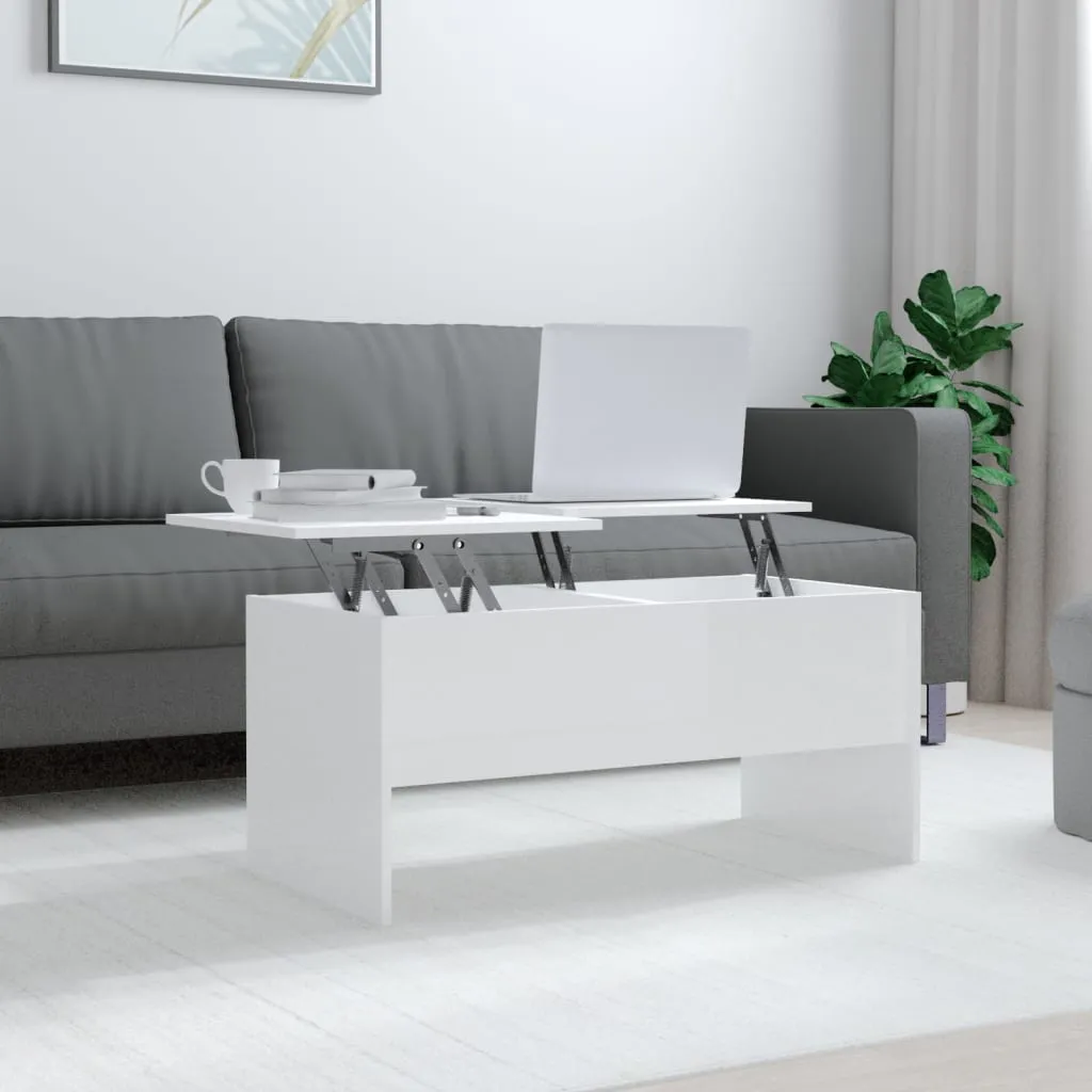 vidaXL Tavolino Bianco Lucido 102x50,5x46,5 cm in Legno Multistrato