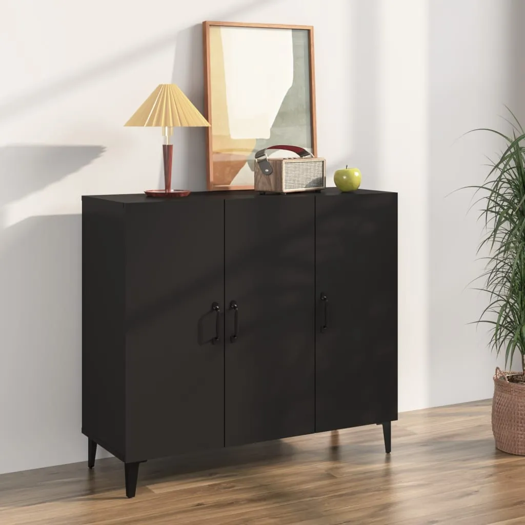 vidaXL Credenza Nera 90x34x80 cm in Legno Multistrato