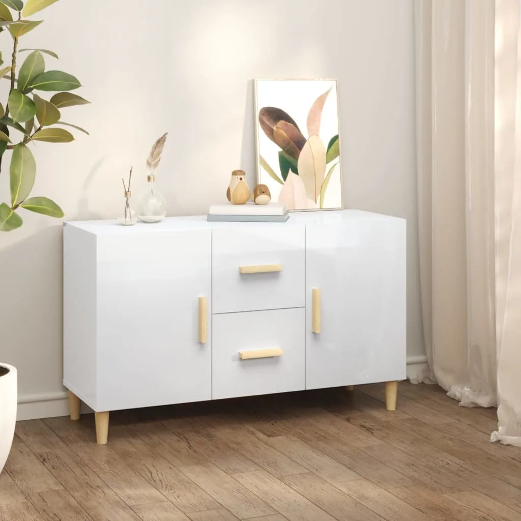 vidaXL Credenza Bianco Lucido 100x36x60 cm in Legno Multistrato