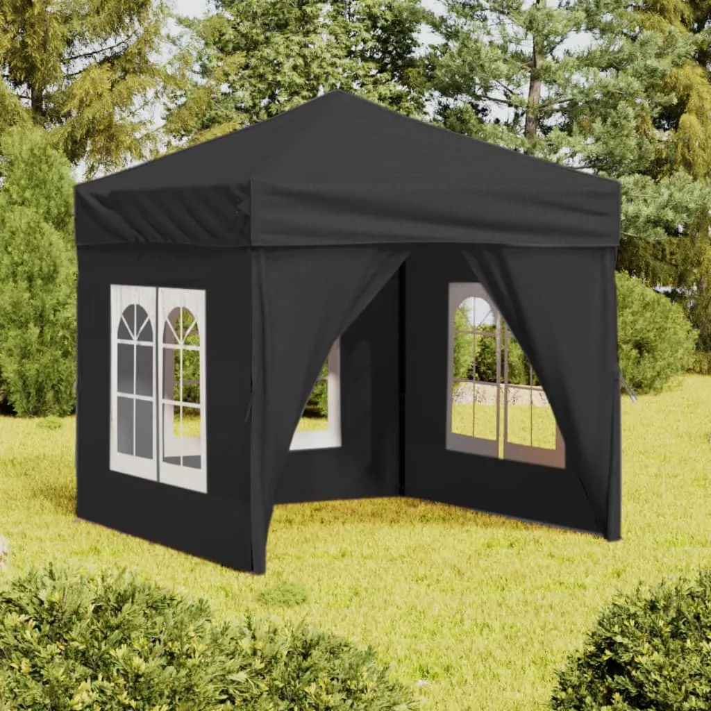 vidaXL Tenda per Feste Pieghevole con Pareti Laterali Antracite 2x2 m