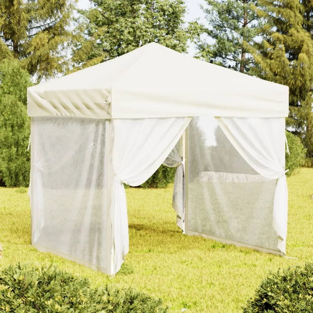 vidaXL Tenda per Feste Pieghevole con Pareti Laterali Crema 2x2 m