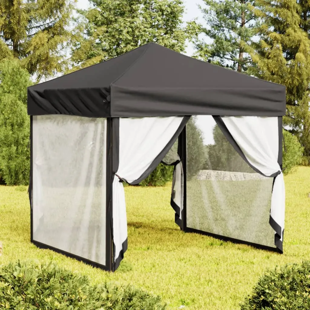 vidaXL Tenda per Feste Pieghevole con Pareti Laterali Antracite 2x2 m