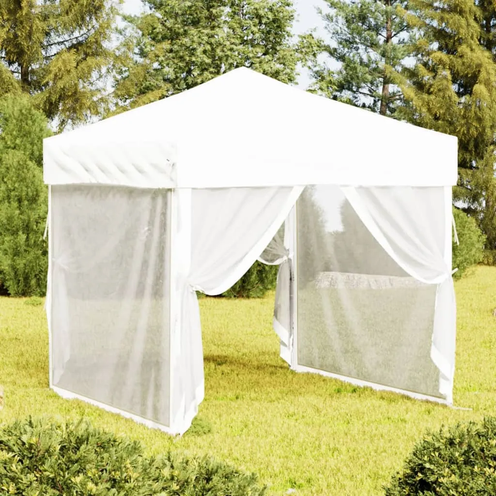 vidaXL Tenda per Feste Pieghevole con Pareti Laterali Bianco 2x2 m