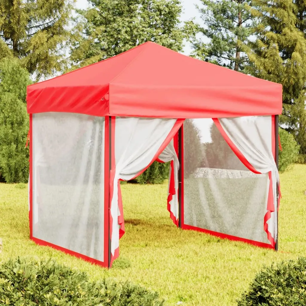 vidaXL Tenda per Feste Pieghevole con Pareti Laterali Rosso 2x2 m