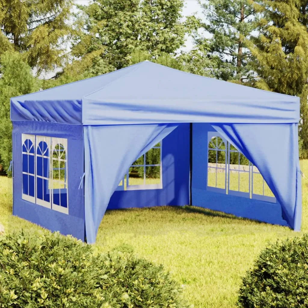 vidaXL Tenda per Feste Pieghevole con Pareti Laterali Blu 3x3 m