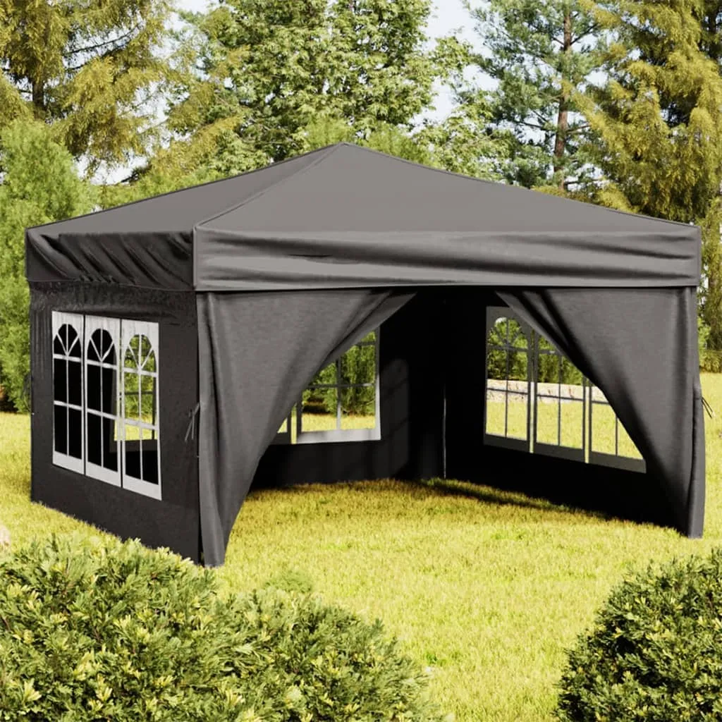 vidaXL Tenda per Feste Pieghevole con Pareti Laterali Antracite 3x3 m