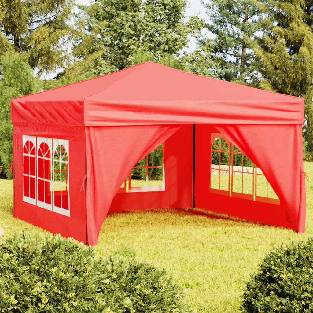 vidaXL Tenda per Feste Pieghevole con Pareti Laterali Rosso 3x3 m