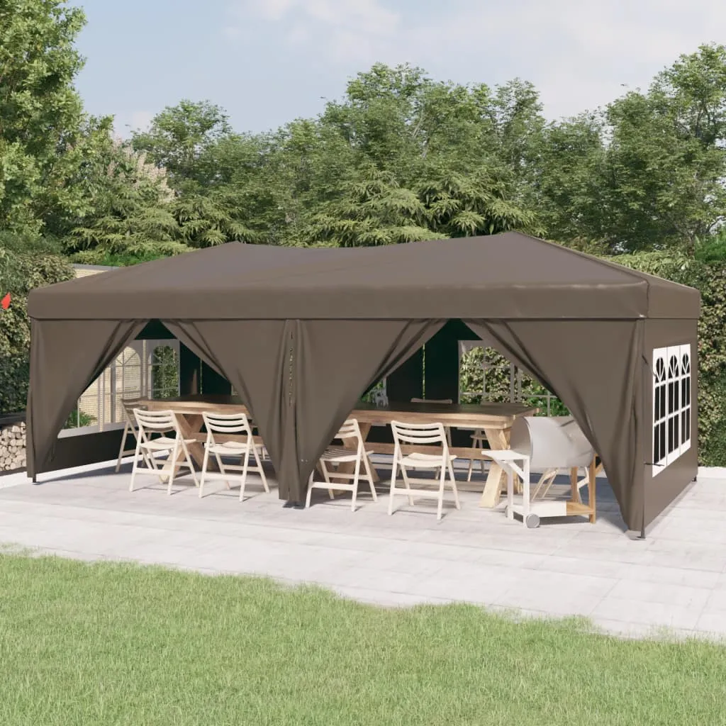 vidaXL Tenda per Feste Pieghevole con Pareti Laterali Tortora 3x6 m