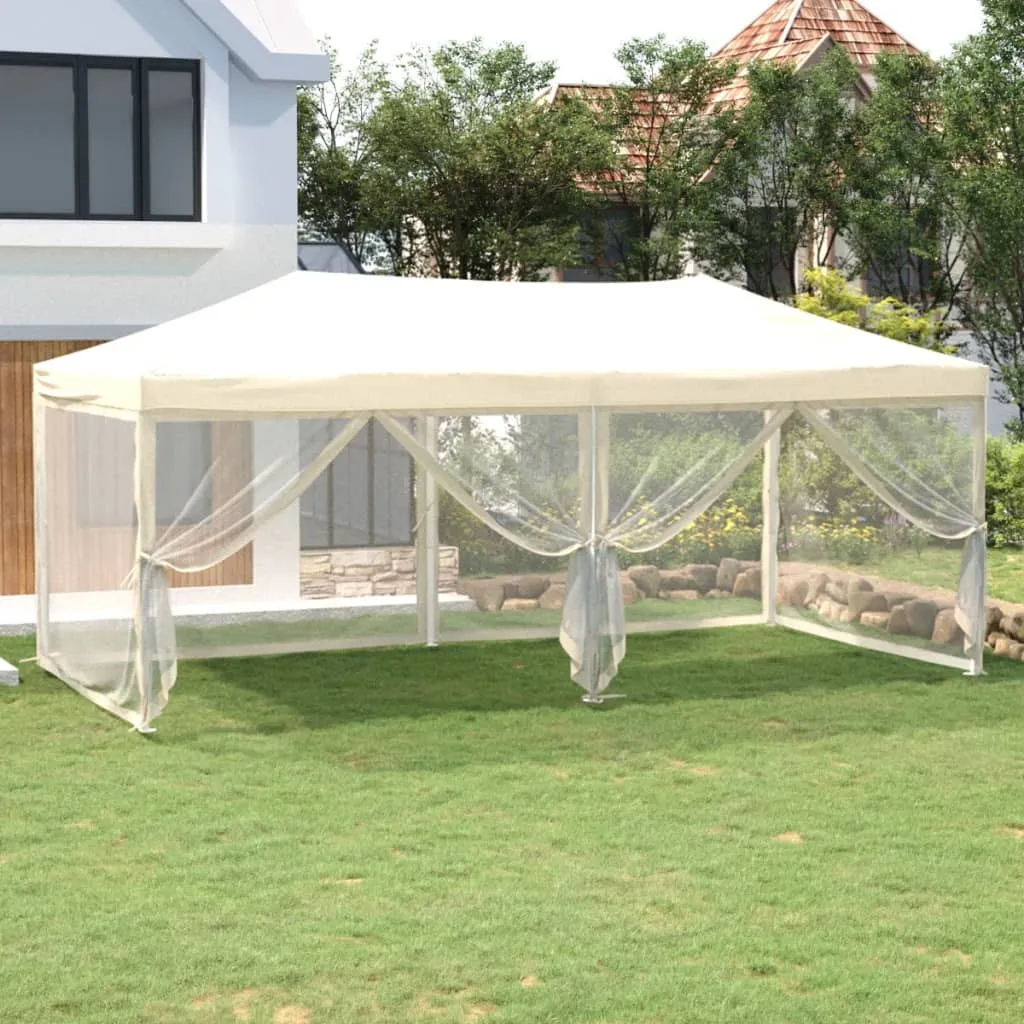 vidaXL Tenda per Feste Pieghevole con Pareti Laterali Crema 3x6 m