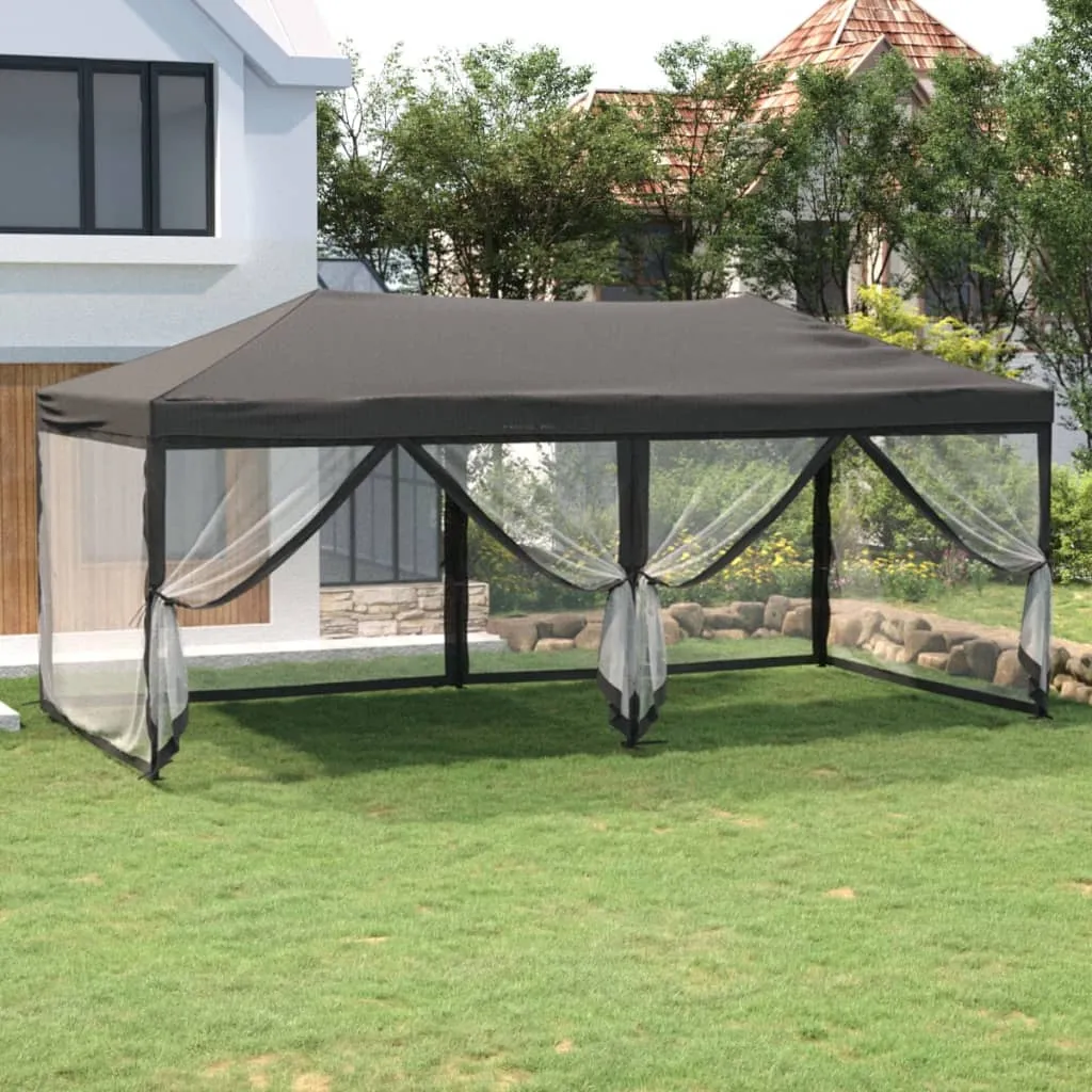 vidaXL Tenda per Feste Pieghevole con Pareti Laterali Antracite 3x6 m