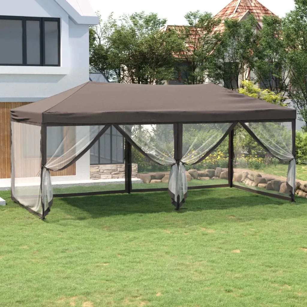 vidaXL Tenda per Feste Pieghevole con Pareti Laterali Tortora 3x6 m