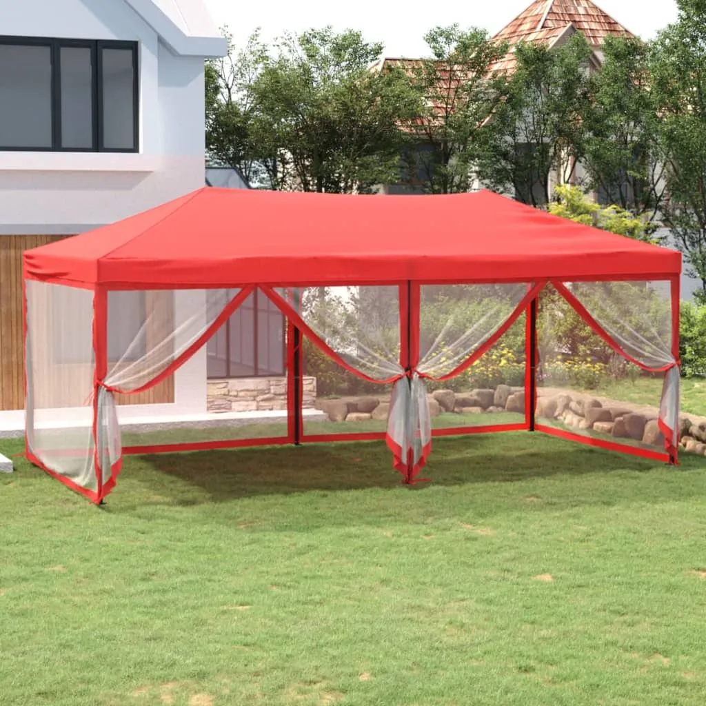 vidaXL Tenda per Feste Pieghevole con Pareti Laterali Rosso 3x6 m