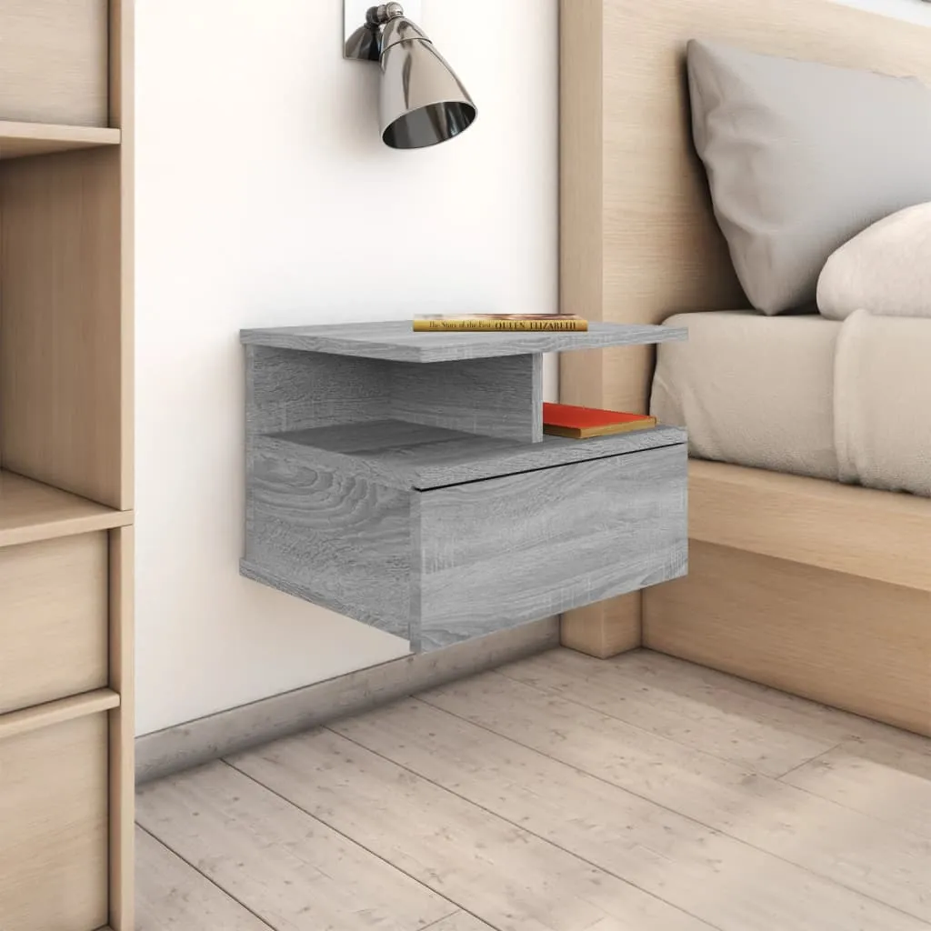 vidaXL Comodini Pensili Grigio Sonoma 2pz 40x31x27cm Legno Multistrato