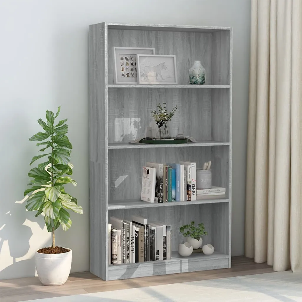 vidaXL Libreria 4 Ripiani Grigio Sonoma 80x24x142 cm Legno Multistrato