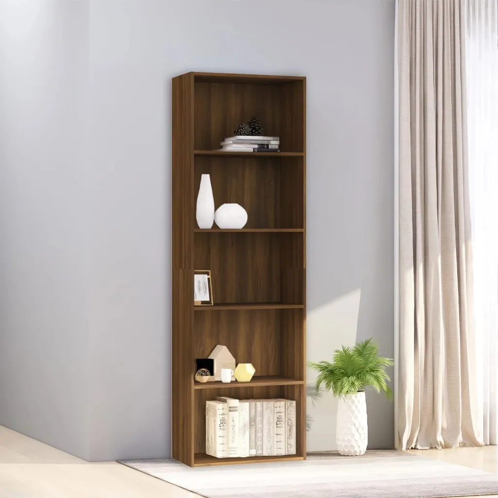 vidaXL Libreria 5 Ripiani Rovere Marrone 60x30x189cm Legno Multistrato