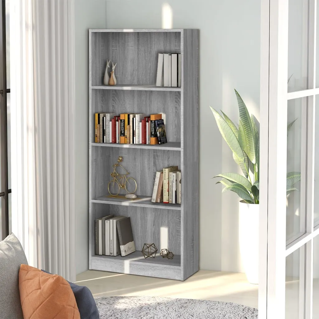 vidaXL Libreria 4 Ripiani Grigio Sonoma 60x24x142 cm Legno Multistrato