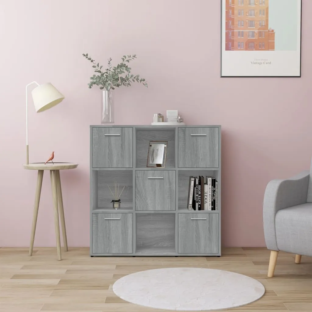 vidaXL Libreria Grigio Sonoma 90x30x90 cm in Legno Multistrato