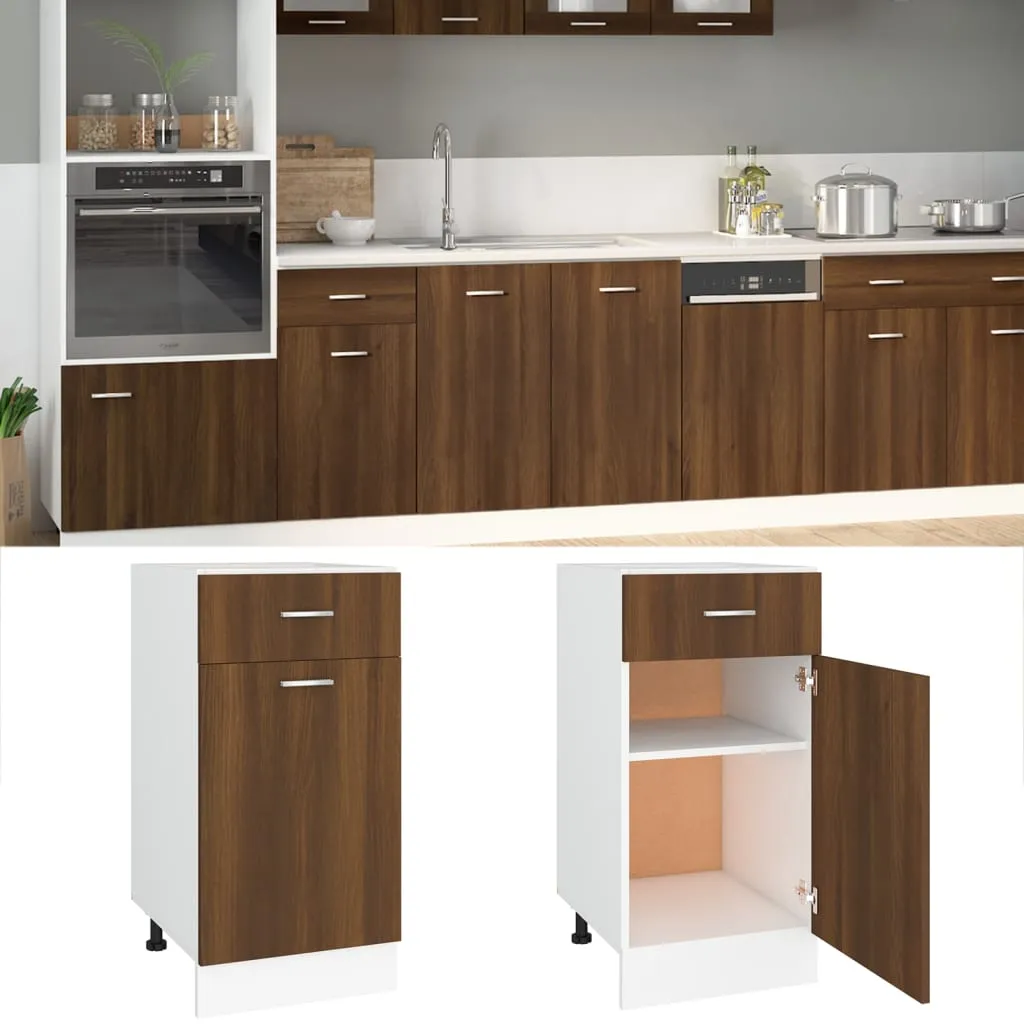 vidaXL Mobile con Cassetto Rovere Marrone 40x46x81,5 Legno Multistrato