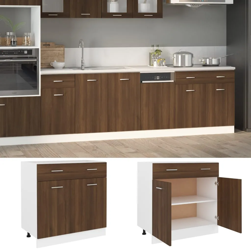 vidaXL Mobile con Cassetto Rovere Marrone 80x46x81,5 Legno Multistrato