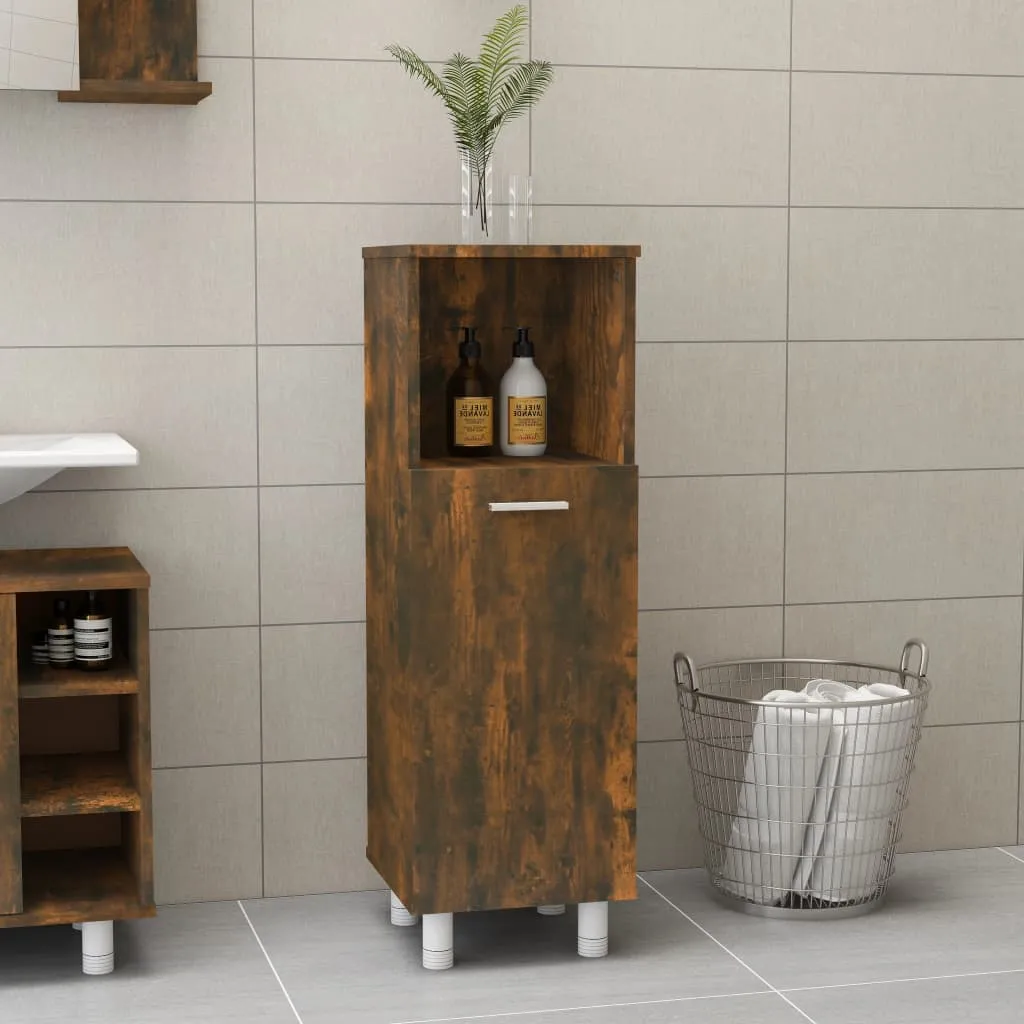 vidaXL Armadietto Bagno Rovere Fumo 30x30x95 cm in Legno Multistrato