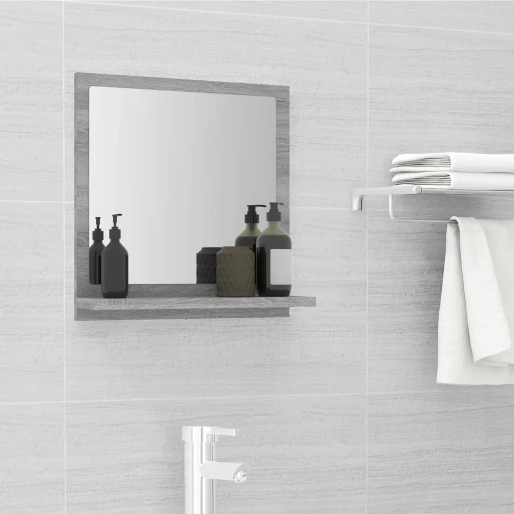 vidaXL Specchio da Bagno Grigio Sonoma 40x10,5x37 cm Legno Multistrato