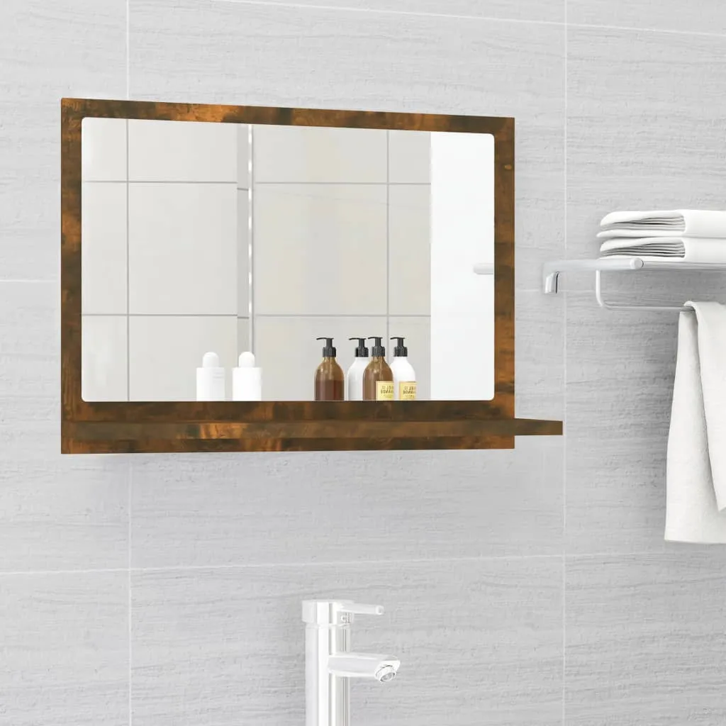 vidaXL Specchio da Bagno Rovere Fumo 60x10,5x37cm in Legno Multistrato