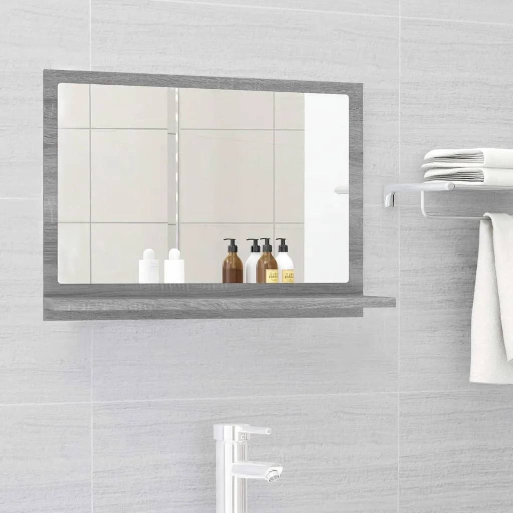 vidaXL Specchio da Bagno Grigio Sonoma 60x10,5x37 cm Legno Multistrato