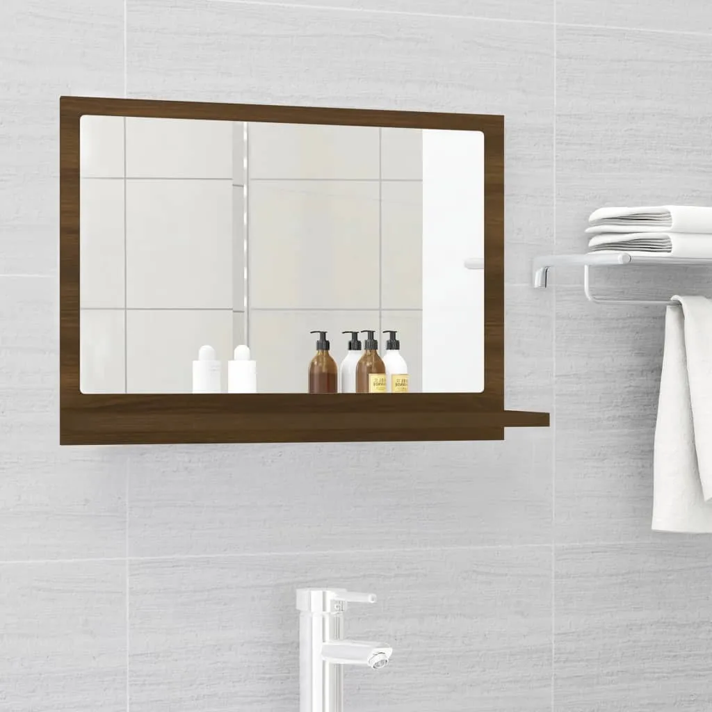 vidaXL Specchio da Bagno Rovere Marrone 60x10,5x37cm Legno Multistrato