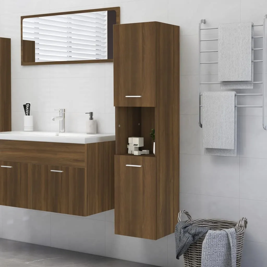 vidaXL Armadietto Bagno Rovere Marrone 30x30x130 cm Legno Multistrato