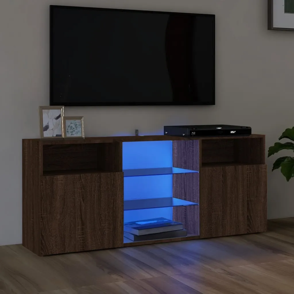 vidaXL Mobile Porta TV con Luci LED Rovere Marrone 120x30x50 cm