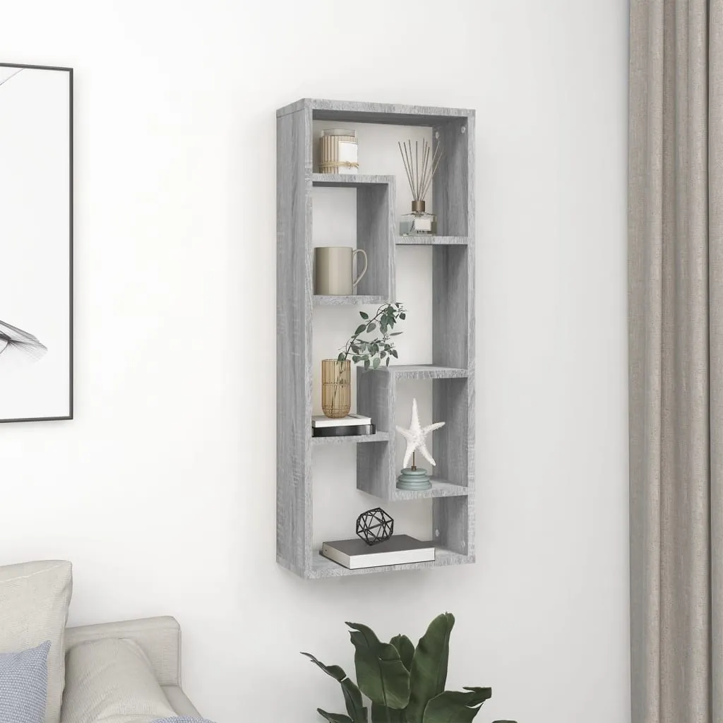 vidaXL Mensola a Muro Grigio Sonoma 36x16x90 cm in Legno Multistrato